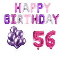 56 jaar Verjaardag Versiering Ballon Pakket Pastel & Roze