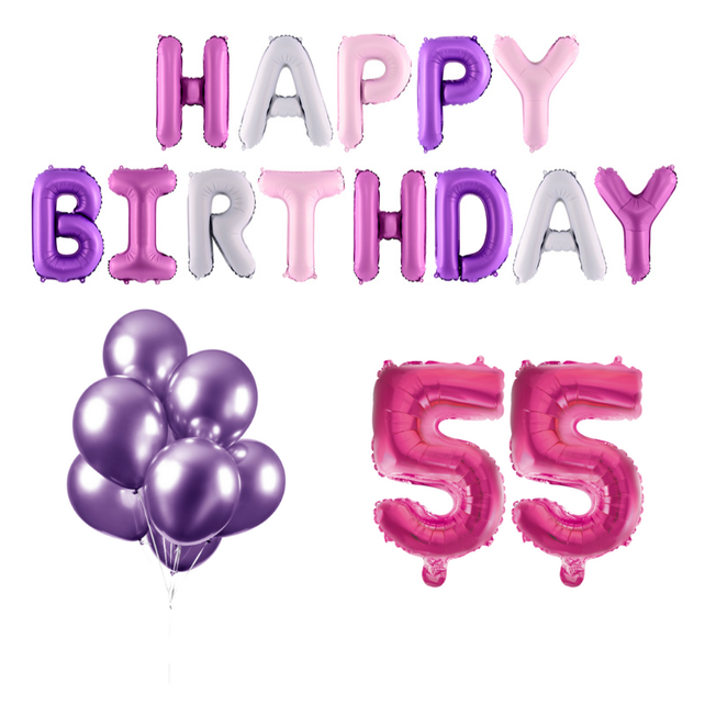 55 jaar Verjaardag Versiering Ballon Pakket Pastel & Roze