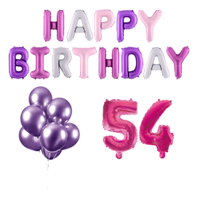 54 jaar Verjaardag Versiering Ballon Pakket Pastel & Roze