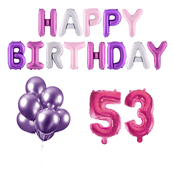 53 jaar Verjaardag Versiering Ballon Pakket Pastel & Roze