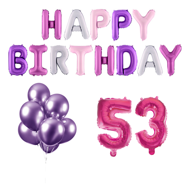 53 jaar Verjaardag Versiering Ballon Pakket Pastel & Roze