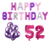 52 jaar Verjaardag Versiering Ballon Pakket Pastel & Roze