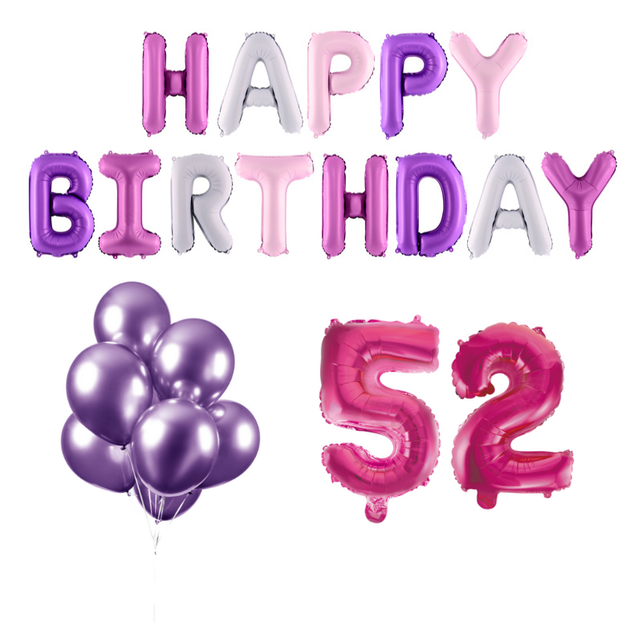 52 jaar Verjaardag Versiering Ballon Pakket Pastel & Roze