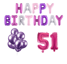 51 jaar Verjaardag Versiering Ballon Pakket Pastel & Roze