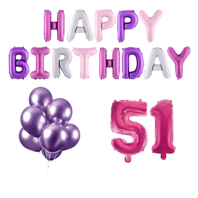 51 jaar Verjaardag Versiering Ballon Pakket Pastel & Roze