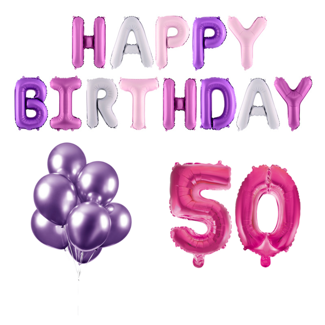 50 jaar Verjaardag Versiering Ballon Pakket Pastel & Roze