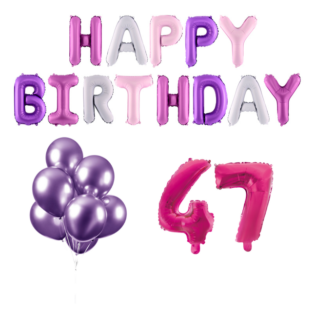 47 jaar Verjaardag Versiering Ballon Pakket Pastel & Roze