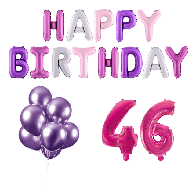 46 jaar Verjaardag Versiering Ballon Pakket Pastel & Roze
