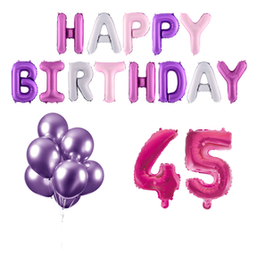 45 jaar Verjaardag Versiering Ballon Pakket Pastel & Roze