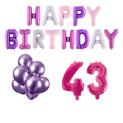 43 jaar Verjaardag Versiering Ballon Pakket Pastel & Roze