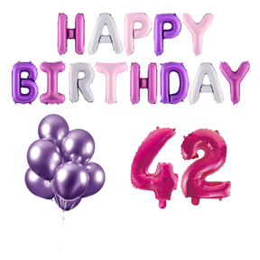 42 jaar Verjaardag Versiering Ballon Pakket Pastel & Roze