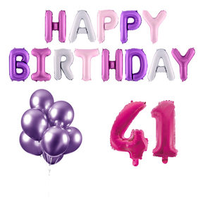 41 jaar Verjaardag Versiering Ballon Pakket Pastel & Roze