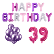 39 jaar Verjaardag Versiering Ballon Pakket Pastel & Roze