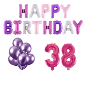 38 jaar Verjaardag Versiering Ballon Pakket Pastel & Roze