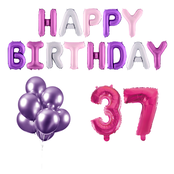 37 jaar Verjaardag Versiering Ballon Pakket Pastel & Roze