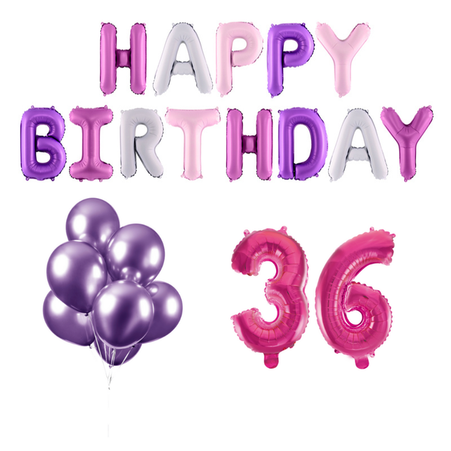 36 jaar Verjaardag Versiering Ballon Pakket Pastel & Roze