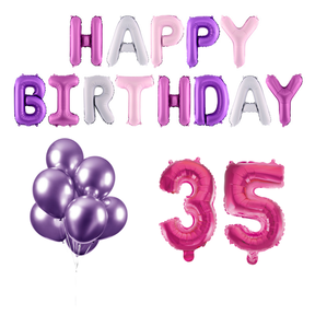 35 jaar Verjaardag Versiering Ballon Pakket Pastel & Roze