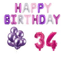 34 jaar Verjaardag Versiering Ballon Pakket Pastel & Roze