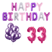 33 jaar Verjaardag Versiering Ballon Pakket Pastel & Roze