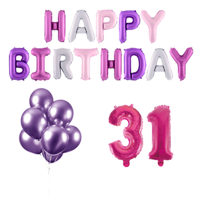 31 jaar Verjaardag Versiering Ballon Pakket Pastel & Roze