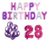 28 jaar Verjaardag Versiering Ballon Pakket Pastel & Roze