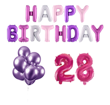 28 jaar Verjaardag Versiering Ballon Pakket Pastel & Roze