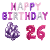 26 jaar Verjaardag Versiering Ballon Pakket Pastel & Roze