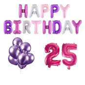 25 jaar Verjaardag Versiering Ballon Pakket Pastel & Roze