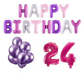 24 jaar Verjaardag Versiering Ballon Pakket Pastel & Roze