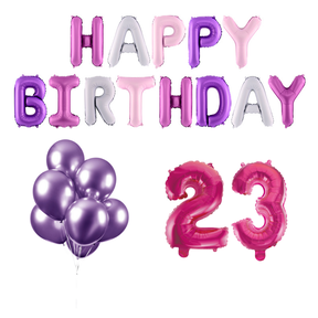 23 jaar Verjaardag Versiering Ballon Pakket Pastel & Roze