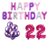 22 jaar Verjaardag Versiering Ballon Pakket Pastel & Roze