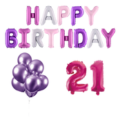 21 jaar Verjaardag Versiering Ballon Pakket Pastel & Roze