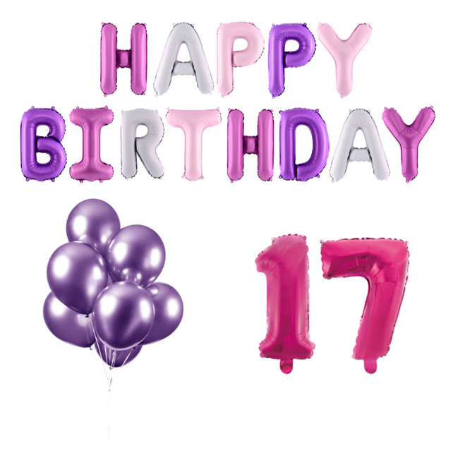 17 jaar Verjaardag Versiering Ballon Pakket Pastel & Roze