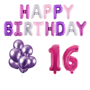 16 jaar Verjaardag Versiering Ballon Pakket Pastel & Roze