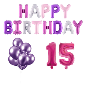 15 jaar Verjaardag Versiering Ballon Pakket Pastel & Roze