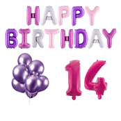 14 jaar Verjaardag Versiering Ballon Pakket Pastel & Roze