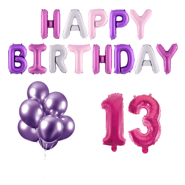 13 jaar Verjaardag Versiering Ballon Pakket Pastel & Roze
