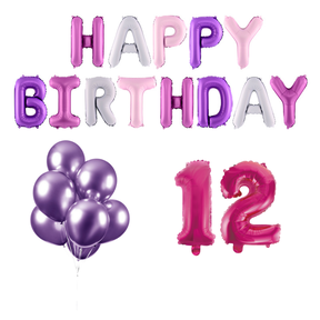 12 jaar Verjaardag Versiering Ballon Pakket Pastel & Roze