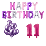 11 jaar Verjaardag Versiering Ballon Pakket Pastel & Roze