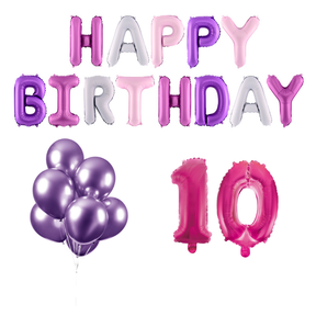 10 jaar Verjaardag Versiering Ballon Pakket Pastel & Roze