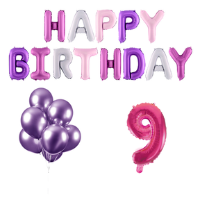 9 jaar Verjaardag Versiering Ballon Pakket Pastel & Roze