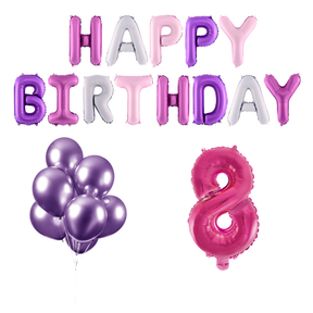 8 jaar Verjaardag Versiering Ballon Pakket Pastel & Roze