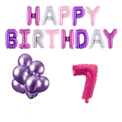 7 jaar Verjaardag Versiering Ballon Pakket Pastel & Roze