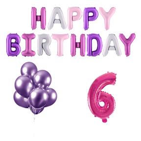 6 jaar Verjaardag Versiering Ballon Pakket Pastel & Roze