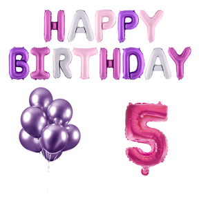 5 jaar Verjaardag Versiering Ballon Pakket Pastel & Roze
