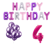 4 jaar Verjaardag Versiering Ballon Pakket Pastel & Roze
