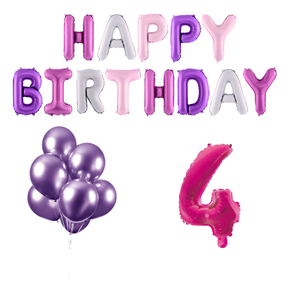 4 jaar Verjaardag Versiering Ballon Pakket Pastel & Roze