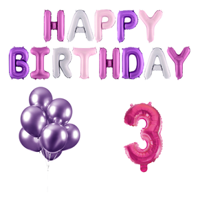 3 jaar Verjaardag Versiering Ballon Pakket Pastel & Roze