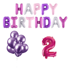 2 jaar Verjaardag Versiering Ballon Pakket Pastel & Roze