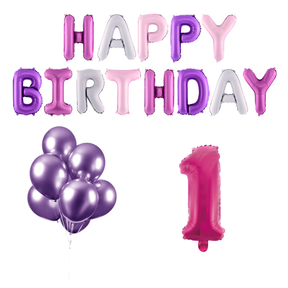 1 jaar Verjaardag Versiering Ballon Pakket Pastel & Roze